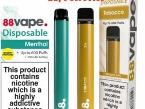 Buy 88Vape Tobacco and Menthol 20mg Disposable Disposable - Free UK Next Day Delivery (no minimum spend)